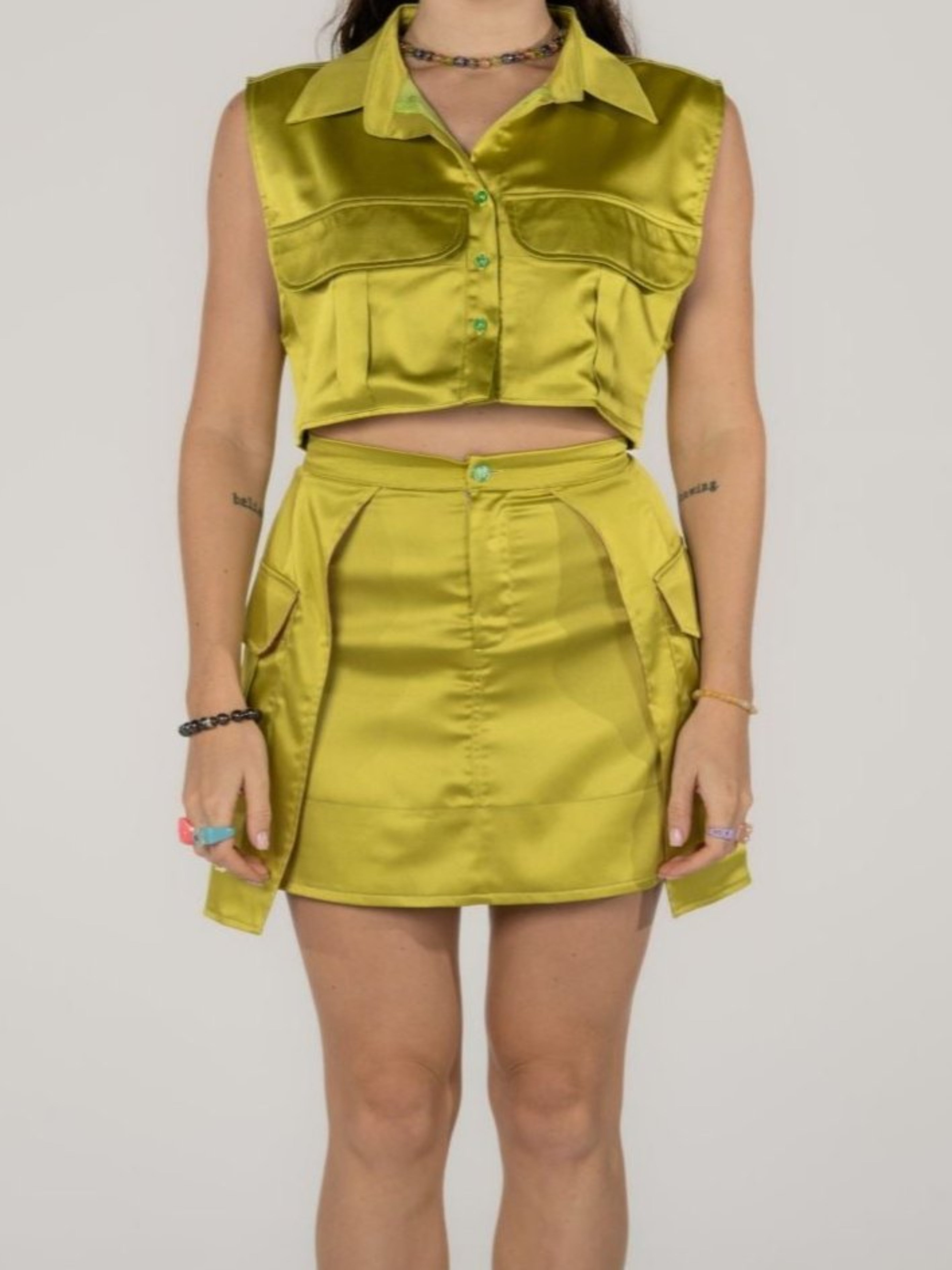 Cargo Skirt in Lime
