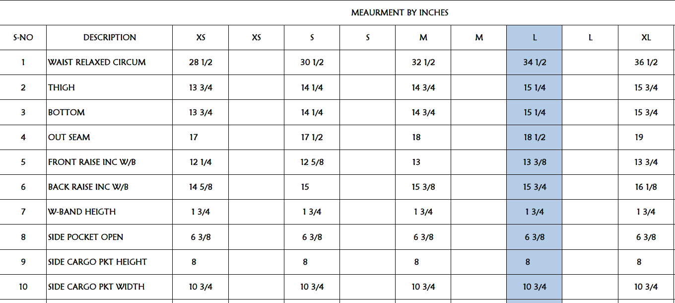 Size Chart
