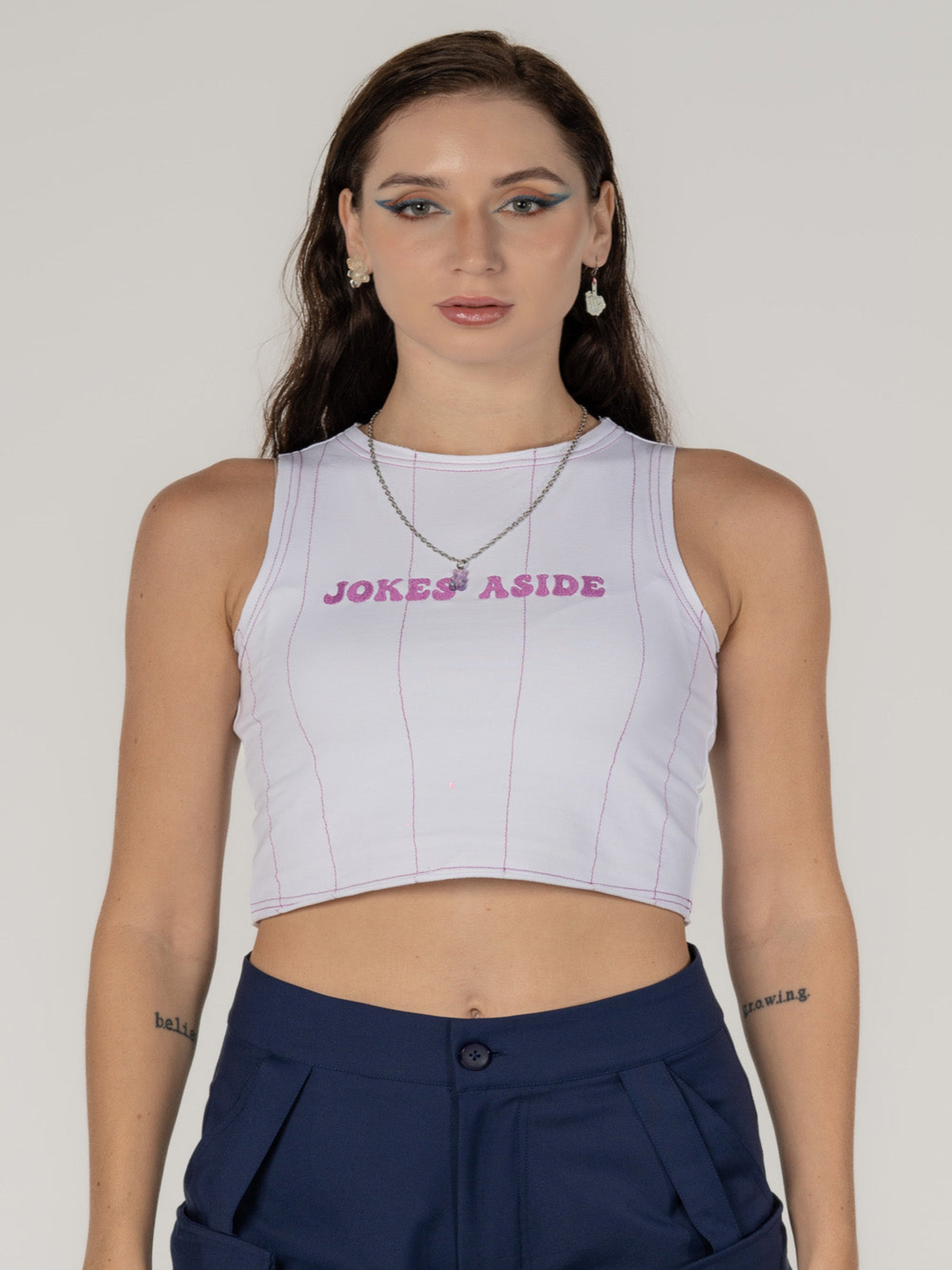 Logo Crop Top in White