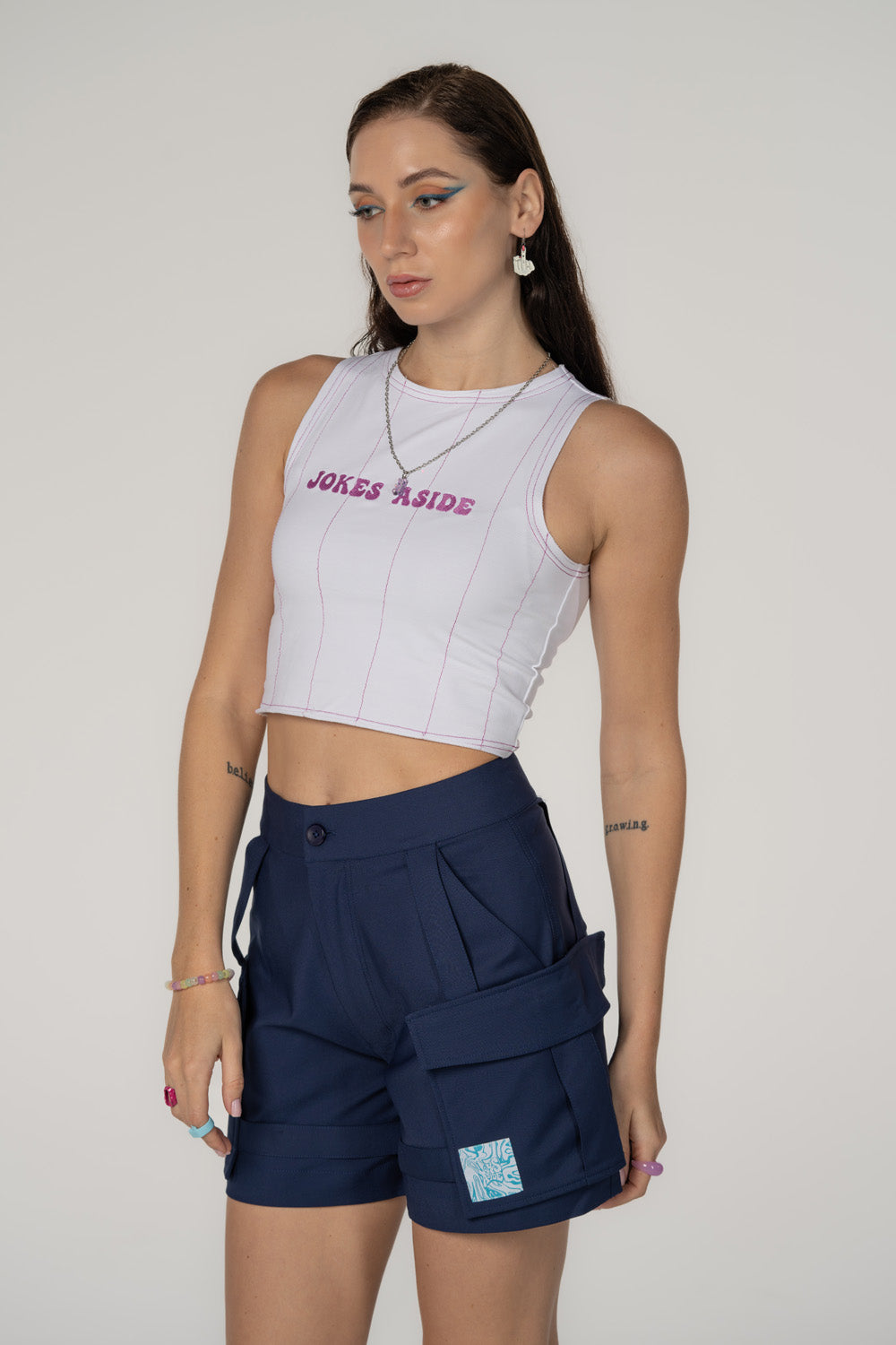 Logo Crop Top in White