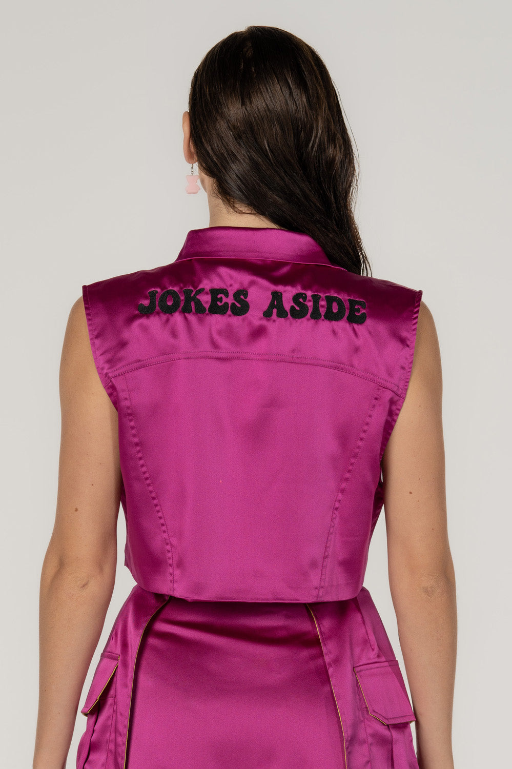 Silk Vest in Fuchsia