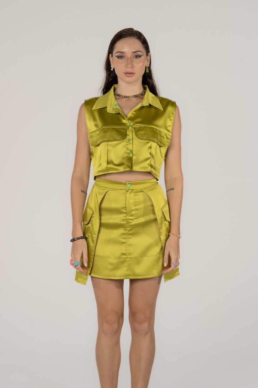 Silk Vest in Lime