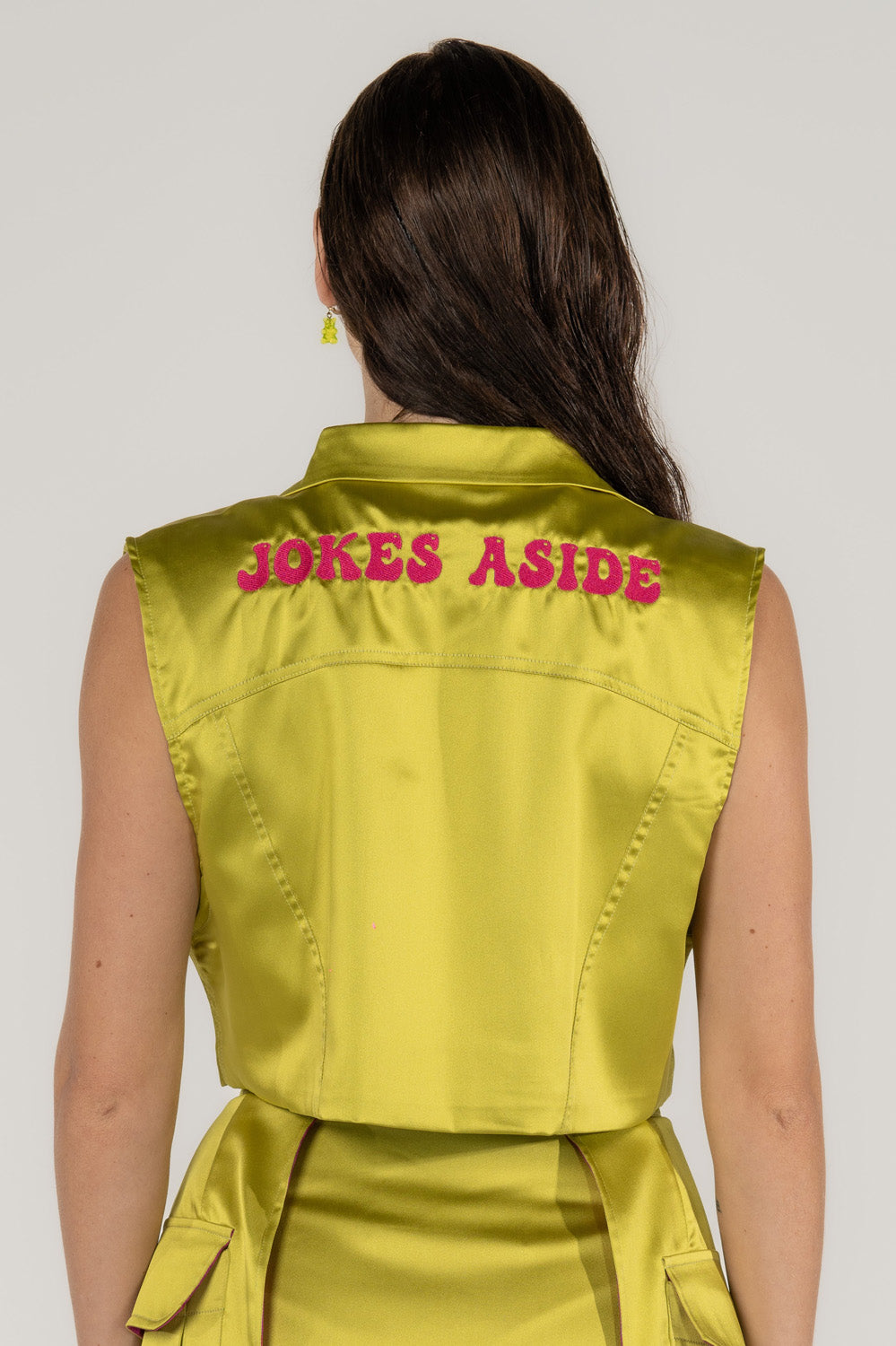 Silk Vest in Lime
