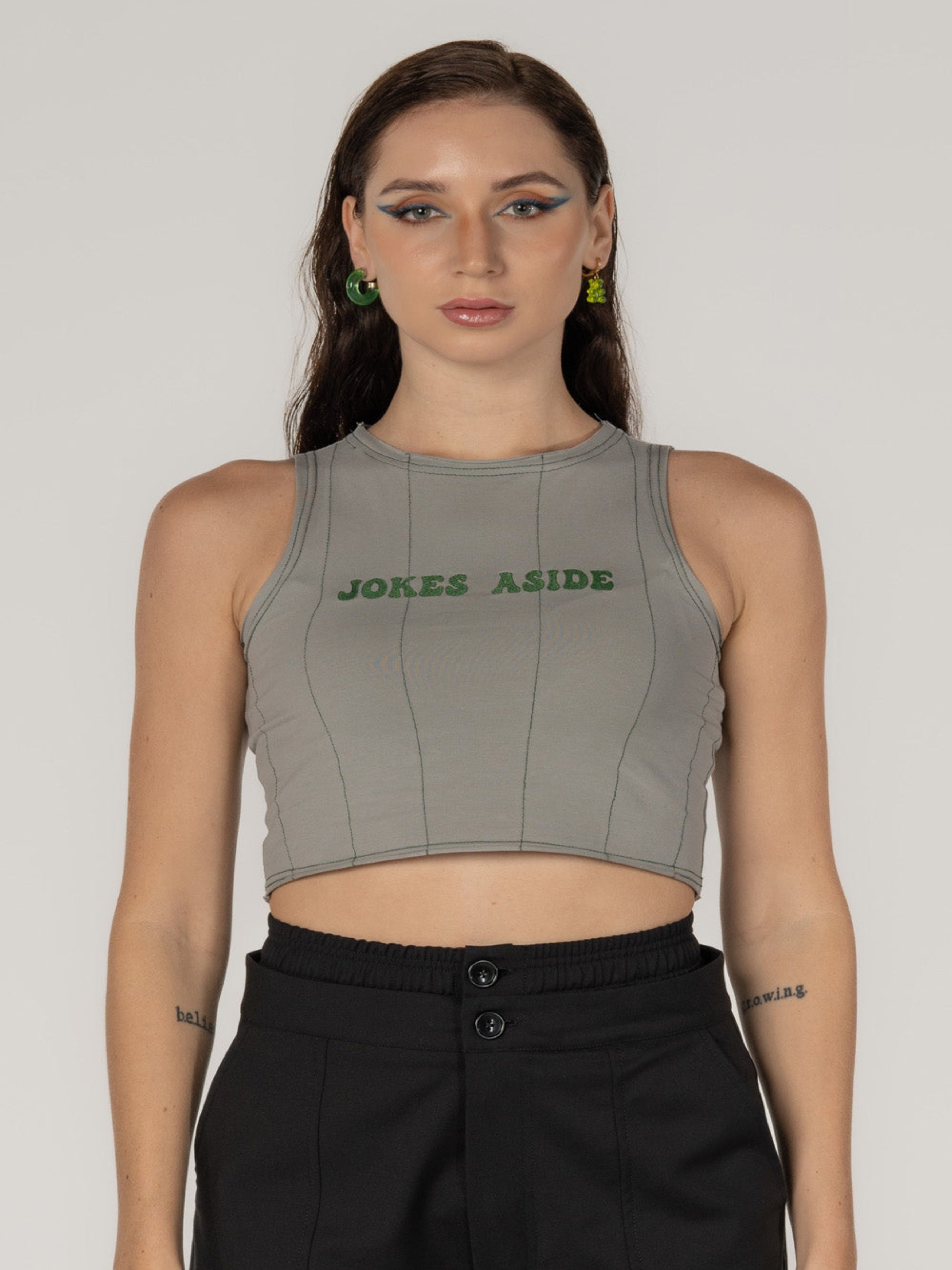 Logo Crop Top in Grey