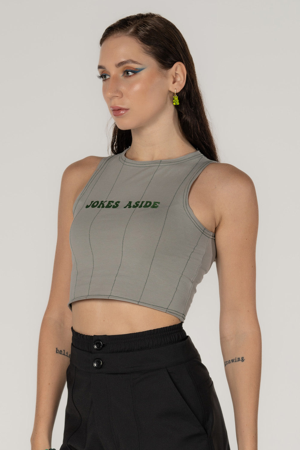Logo Crop Top in Grey