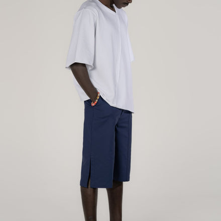 Navy 3/4 Pants With Side Slits